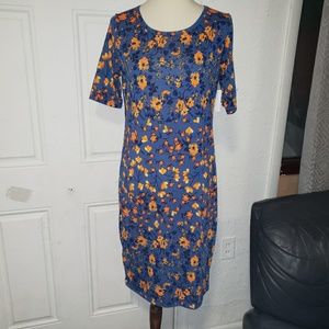 NWT LuLaRoe Blue Floral Midi Dress L
